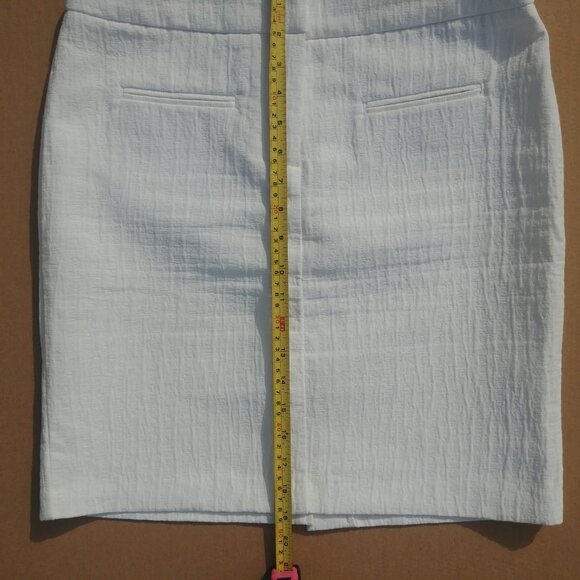 Cynthia Rowley white cotton blend textured skirt back slit sz 6 - Picture 5 of 9